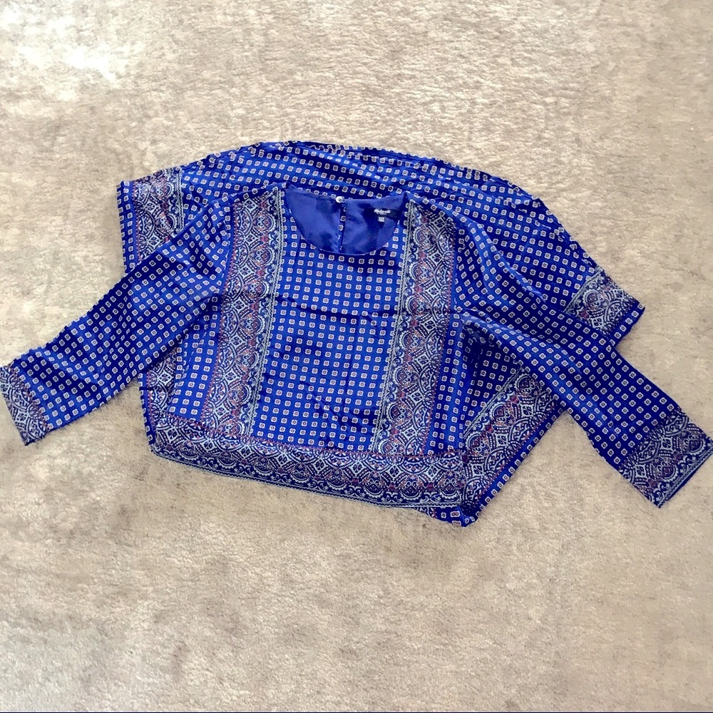 Madewell blue silk tee dress in ascot grid - Picture 7 of 8